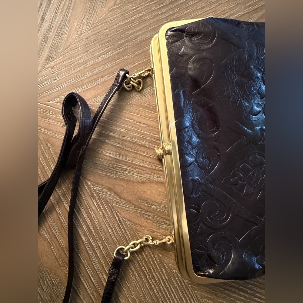 Hobo Black Embossed leather clutch crossbody bag - Picture 8 of 14